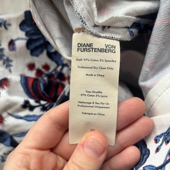 Diane Von‎ Furstenberg Dakota White Rose Floral Skinny Trouser Pants Size 12 - Picture 11 of 12